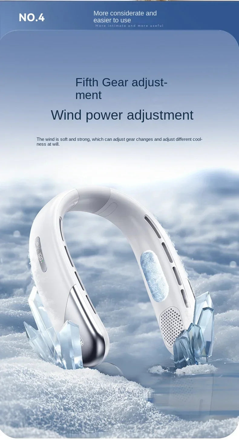 Xiaomi Portable Neck Fan Mini Bladeless Silent Neckband Fan USB Rechargeable 3 Speeds Mute Wireless Electric Cooler For Sport