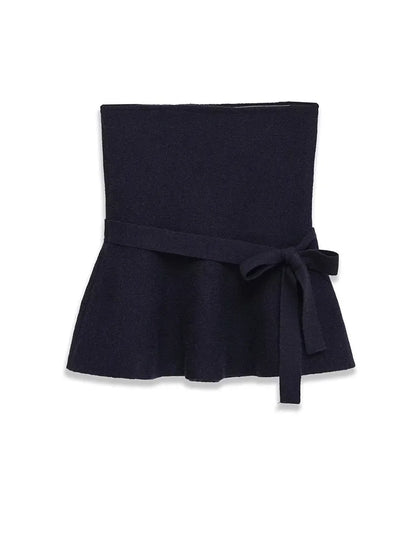 HH Women New Fashion Short Skirt Style Hem Knitted Bow Top Female Summer Sexy Sleeveless Backless Casual Solid Slim Tops Mujer
