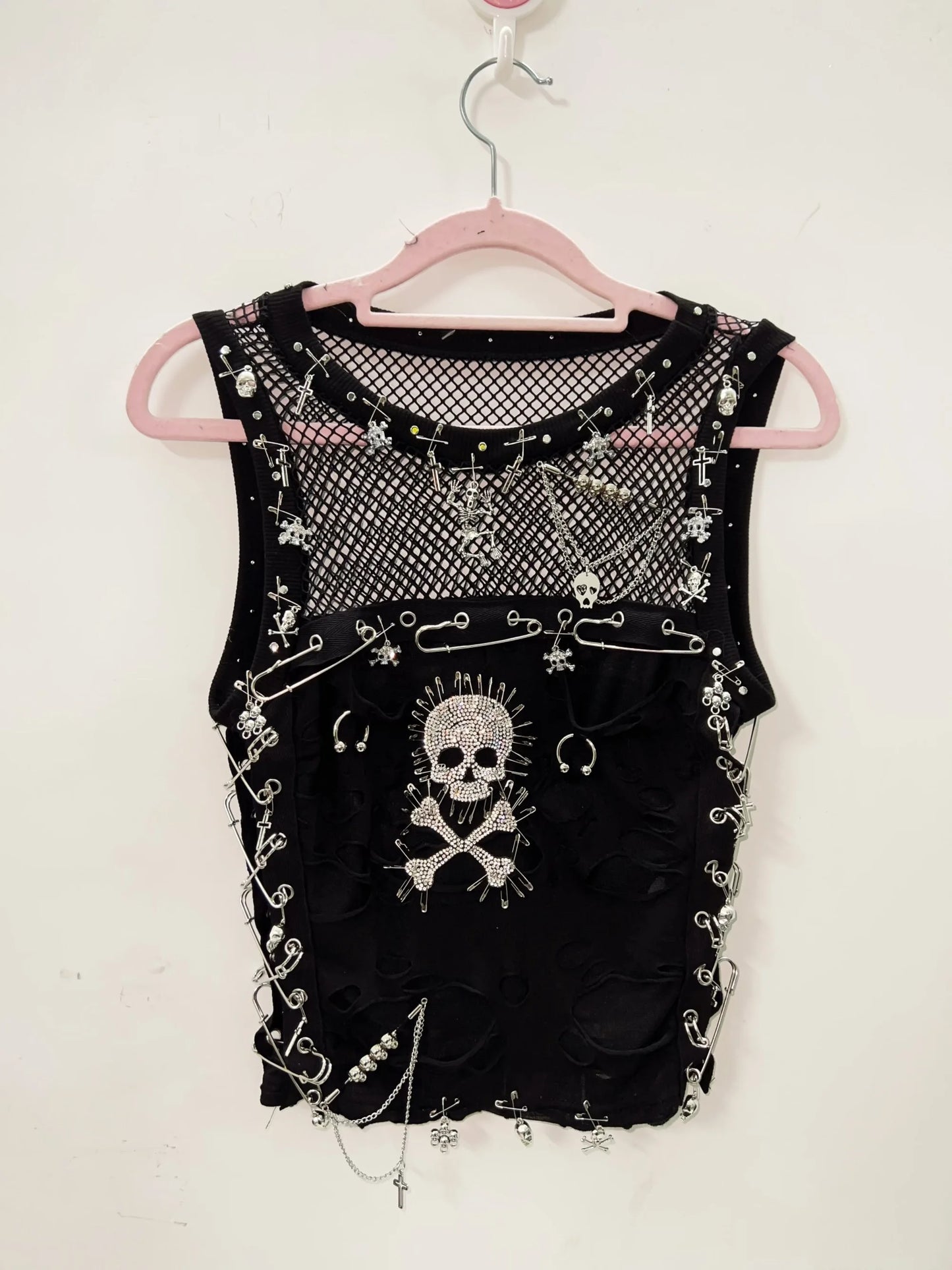 Cross Tank Tops y2k clothes y2k crop top Gothic Tank Tops Punk  Tops harajuku fashionSkull Tank Tops bustier top gothic clothes