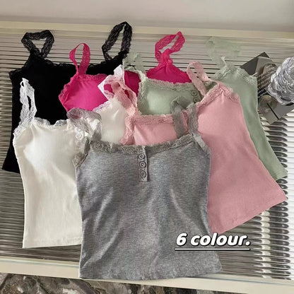 Women's Cropped Top Sexy Lace Woman Clothing Girls Tank Top Sleeveless T-Shirt Vest Female Camisole With Cups Tube Tops Bra Sale