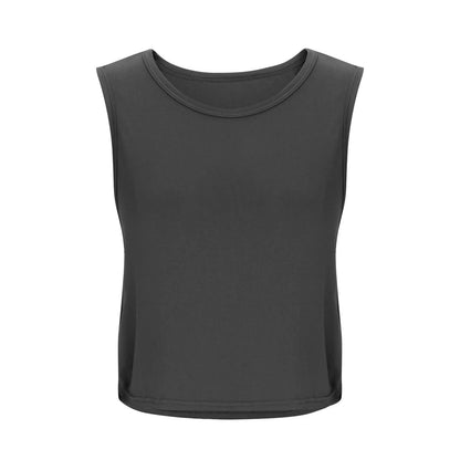 Women Sleeveless Yoga Tops Breathable Blouse Cover Up Gym Workout Cool T-Shirt Running Short Tank Crop Top Athletic Vest