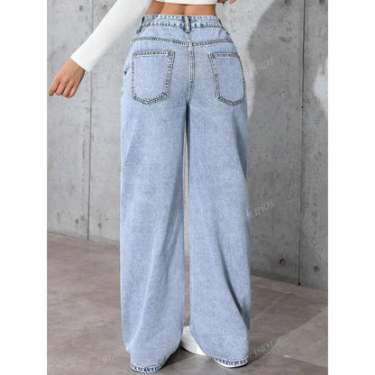 Women's High Waist Straight Leg Jeans plus Size Loose Casual Autumn Pants Sweet And Spicy Style 2025