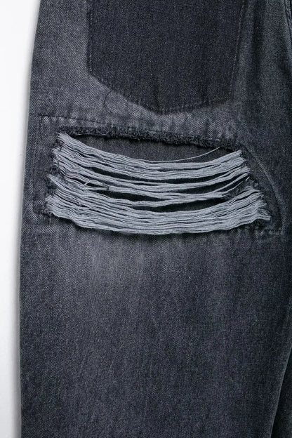 Jeans For Women 2024 Denim Solid Loose Zipper Fly Female Hole Trouser Pockets Wild Basic Commute Woman Wide Leg Long Pant