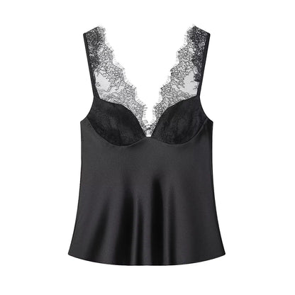 Women's Tops Fashion Lace Sexy Backless Sleeveless Tops Female Chic Tops