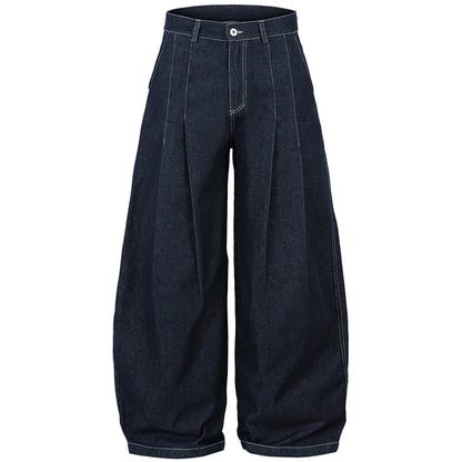 Pleated Baggy Jeans Men Loose Wide Leg Jeans Trousers Streetwear Harajuku Hip Hop Jeans Denim Pants