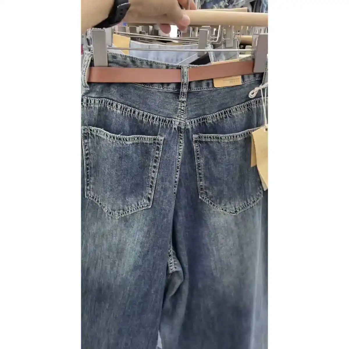 Wide-leg Jeans Women's Summer Thin 2024 New High-waisted Slimming Big Horn Loose Draping Mop Trouser Skirt Tide Women's Clothing