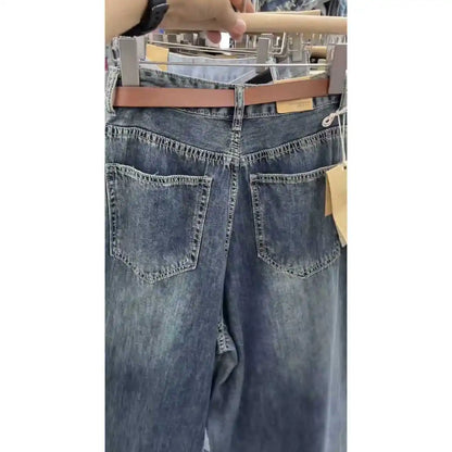 Wide-leg Jeans Women's Summer Thin 2024 New High-waisted Slimming Big Horn Loose Draping Mop Trouser Skirt Tide Women's Clothing