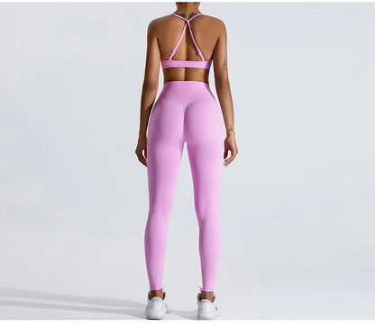 Gym Clothes Women 2 Pcs Yoga Set Breathable Sports Bra High Waist Leggings Women's Tracksuit Sportswear Fitness Suit Activewear
