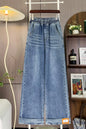 Autumn Winter 2025 Denim Jeans For Women High Waist Blue Color Wide Leg Loose Denim Pants Trousers High Street Women's Jeans
