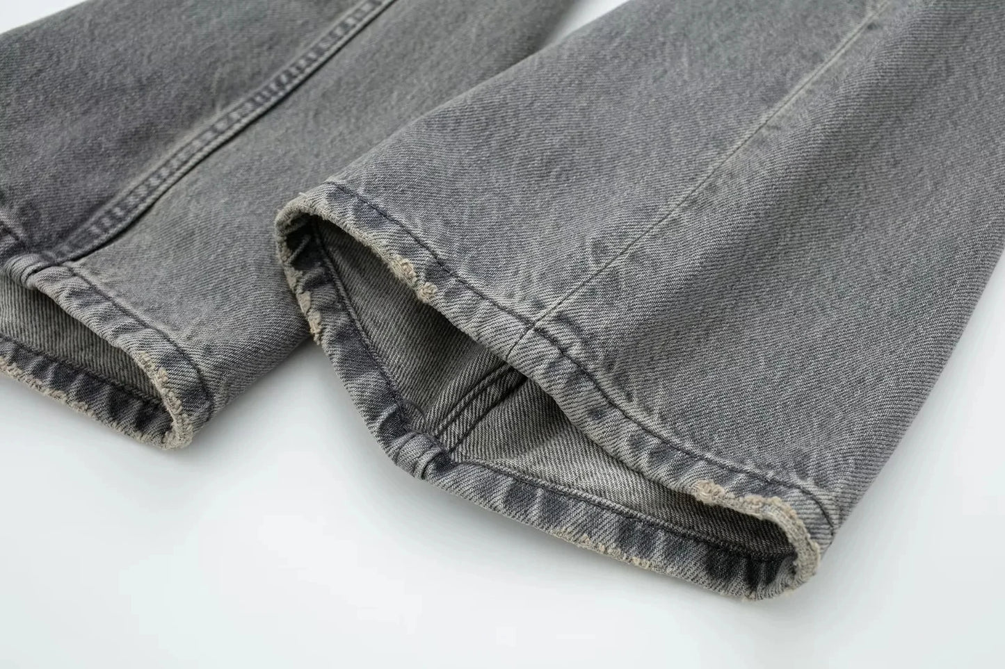 HH Female Fashion Denim Jeans Loose Solid Long Pants With Gradient All Match Streetwear Mujer Casual Baggy Chic Trousers