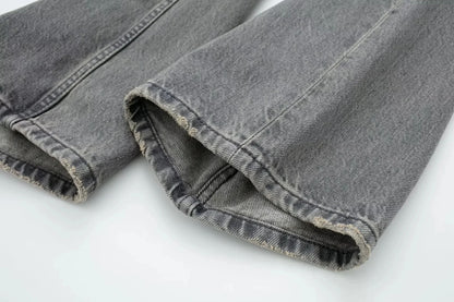 HH Female Fashion Denim Jeans Loose Solid Long Pants With Gradient All Match Streetwear Mujer Casual Baggy Chic Trousers