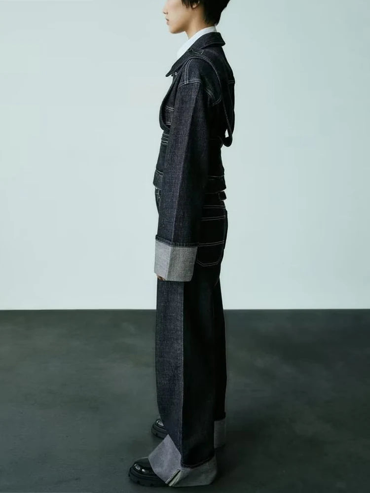 Women's New High-Waisted Jeans Slim High-Waisted Trailing Trousers Rolled Leg Loose Jeans Fashion Casual Wide-Leg Jeans