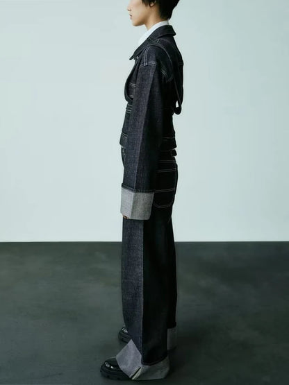 Women's New High-Waisted Jeans Slim High-Waisted Trailing Trousers Rolled Leg Loose Jeans Fashion Casual Wide-Leg Jeans