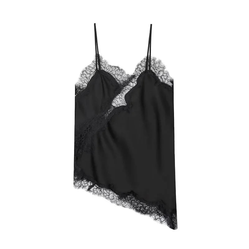 MUJER Women's Tops Black Lace Top Female Sexy Backless Tops for Women Camisole Sleeveless Tops Woman Coquette Tanks Camis Tops
