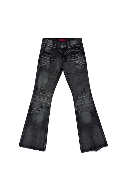 Y2K Mid Blue Flared Jeans Vintage Washed Men Women Bootcut Jeans Gothic High Street Unisex Streetwear Retro Baggy wide leg Pants