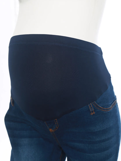 Pregnant Women High Waist Support Belly Jeans Maternity Hip Lifting Elastic Denim Pants Daily Work Wear Streetwear Loungewear