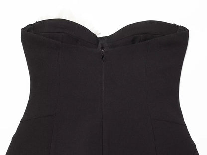 Women's Short Dress Fashion Flower Decorated Strapless Dress Sexy Women Mini Dresses Female Elegant Party Dresses