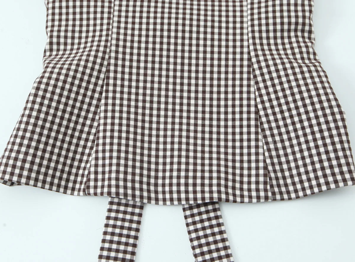 Tops For Women Bow Embellished Small Plaid Top 2025 Summer Camisole Sleeveless Top Woman Tops Women's Tank Top