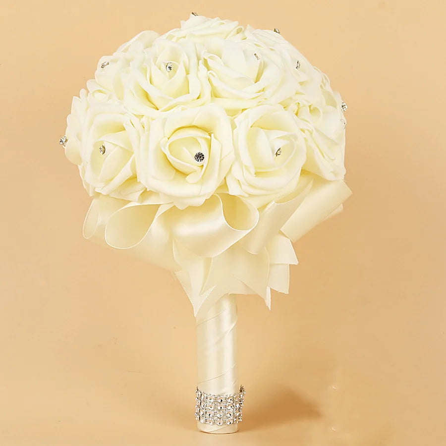 1 pcs wedding holding roses, wedding artificial flowers, romantic hand bouquet of flowers