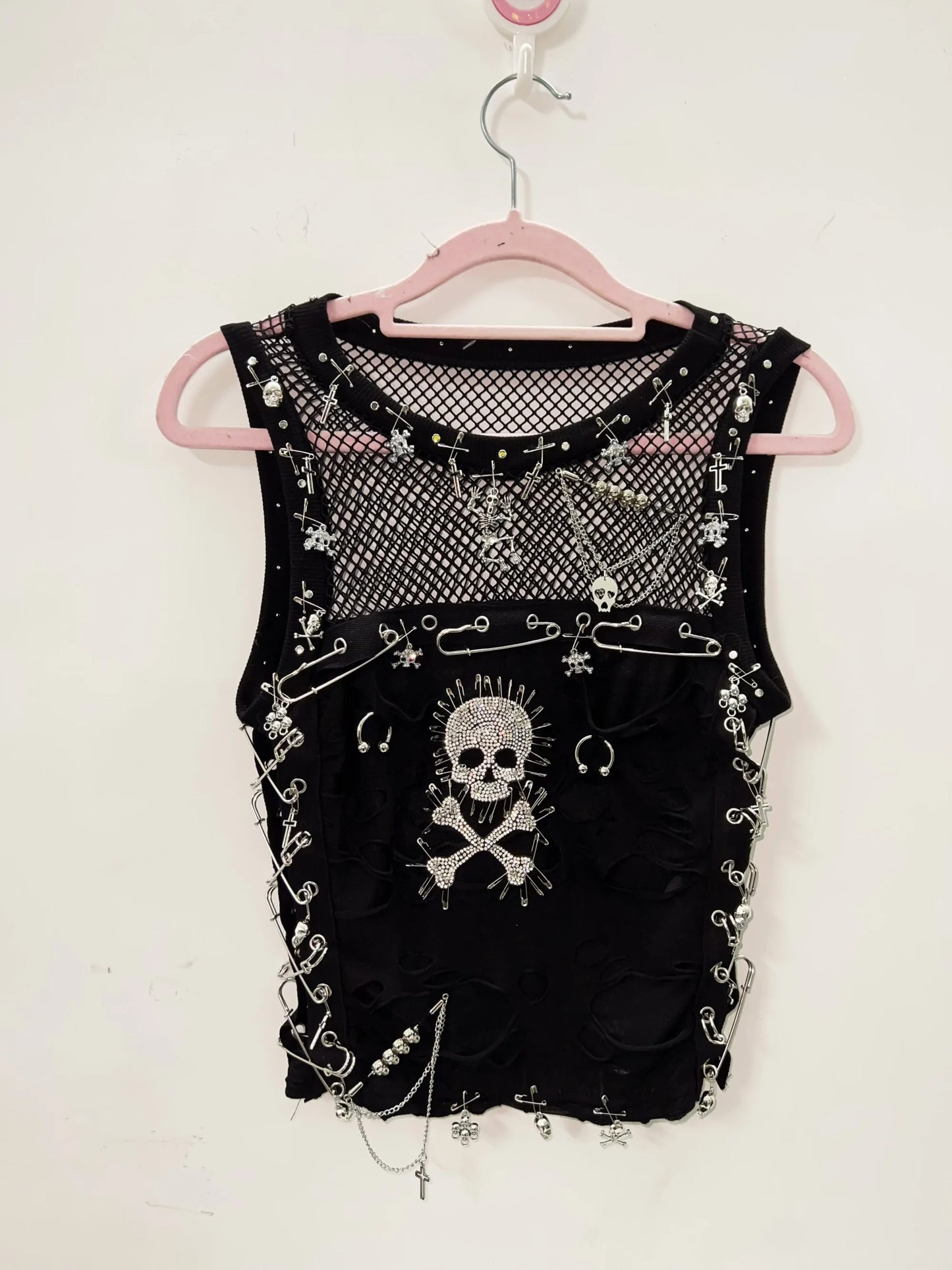 Cross Tank Tops y2k clothes y2k crop top Gothic Tank Tops Punk  Tops harajuku fashionSkull Tank Tops bustier top gothic clothes