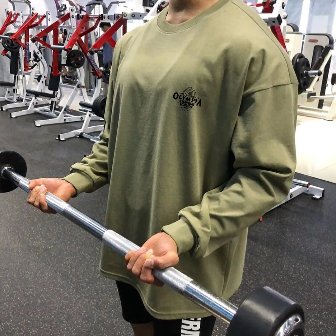 Men's Gym Sporting Clothing Male Fashion Bodybuilding Fitness Workout Long Sleeve T-Shirt Running Sweatshirt Casual Tees Tops