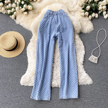 Ripped Jeans for Women Casual Streetwear New Spring Autumn High Waist Straight Leg Pants Fashion White Blue Denim Trousers
