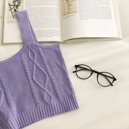 HELIAR Women Flower Embroidery Knitted Crop Tops Women Casual Tube Tops Casual Ribbed Cute Tops Crop Tops Women 2024 Summer