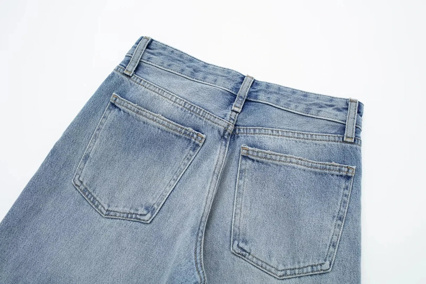 HH Female Fashion Denim Jeans Loose Solid Long Pants With Gradient All Match Streetwear Mujer Casual Baggy Chic Trousers