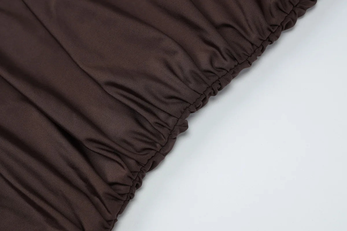 Irregular Draped Ruched Sexy Mini Dress For Women Turtleneck Sleeveless Pleated Slim Party Dress Female Holiday Beach Dresses