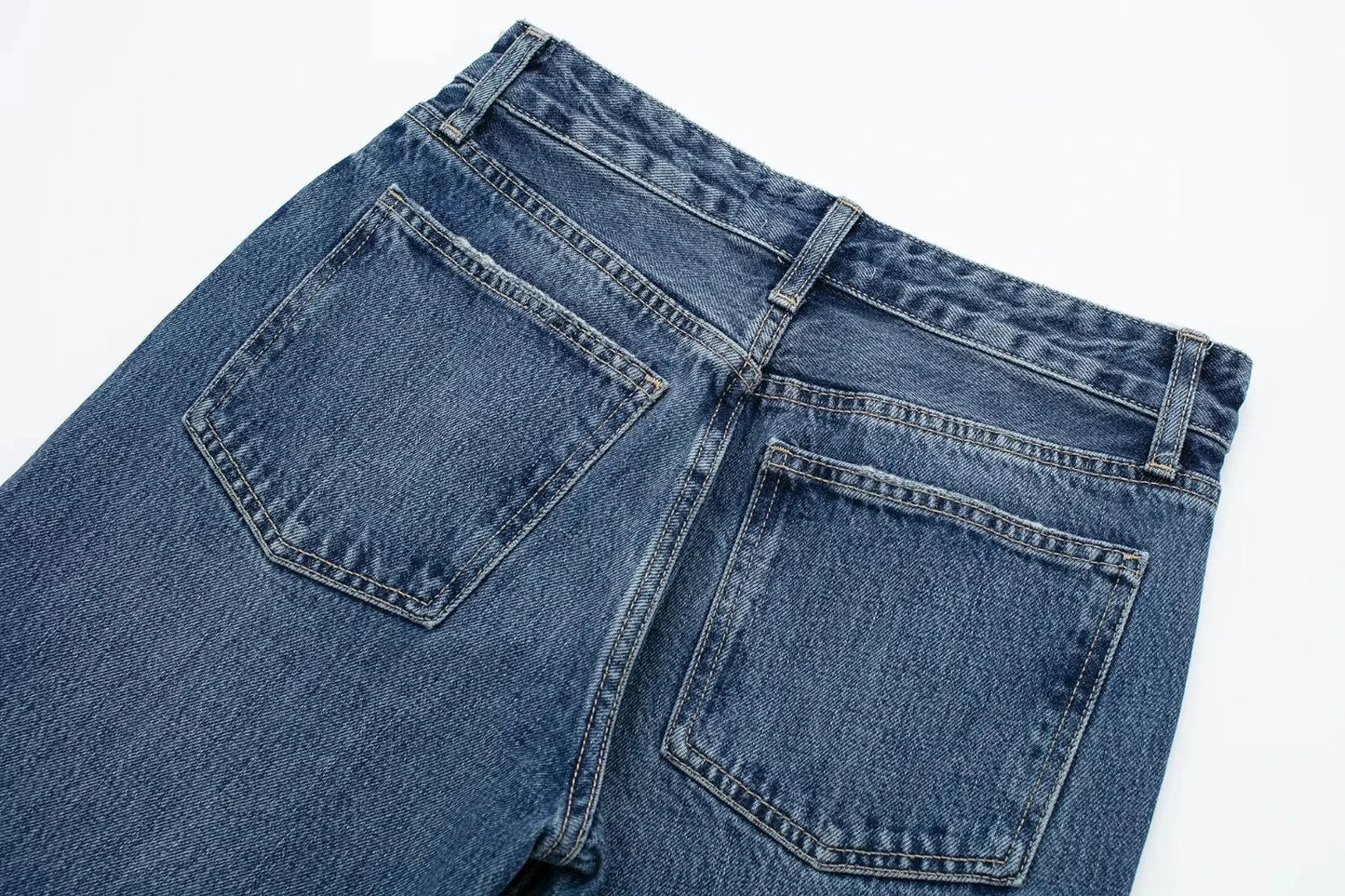 HH Female Fashion Denim Jeans Loose Solid Long Pants With Gradient All Match Streetwear Mujer Casual Baggy Chic Trousers