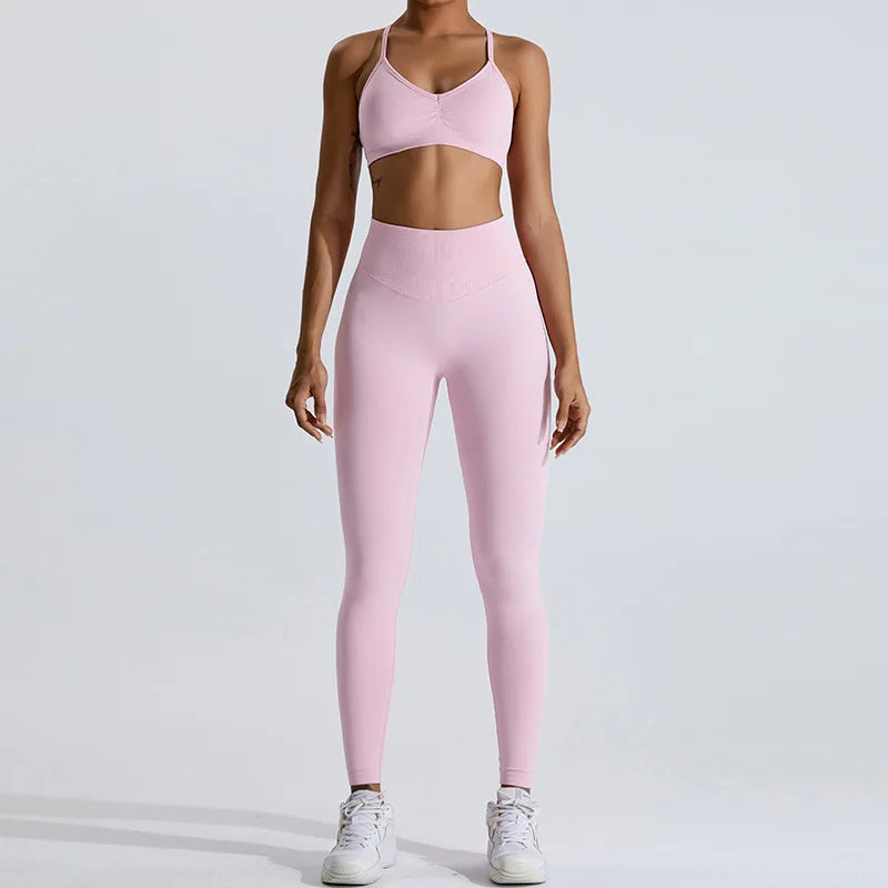Gym Clothes Women 2 Pcs Yoga Set Breathable Sports Bra High Waist Leggings Women's Tracksuit Sportswear Fitness Suit Activewear