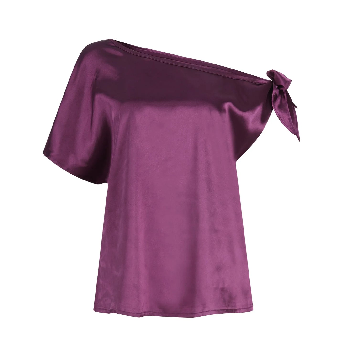 Womens Tops 2024 Pullover Fashionable And Sexy Women'S Solid Color Satin Pullover One-Shoulder Sleeveless Top топ летний