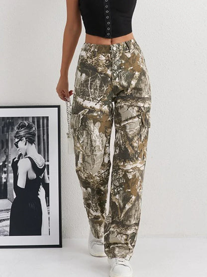 2025 Denim Pants Women's Jeans Camouflage Euramerican High Waist Girl Style Jean Trousers Colorful Straight Leg Wide Leg Pants