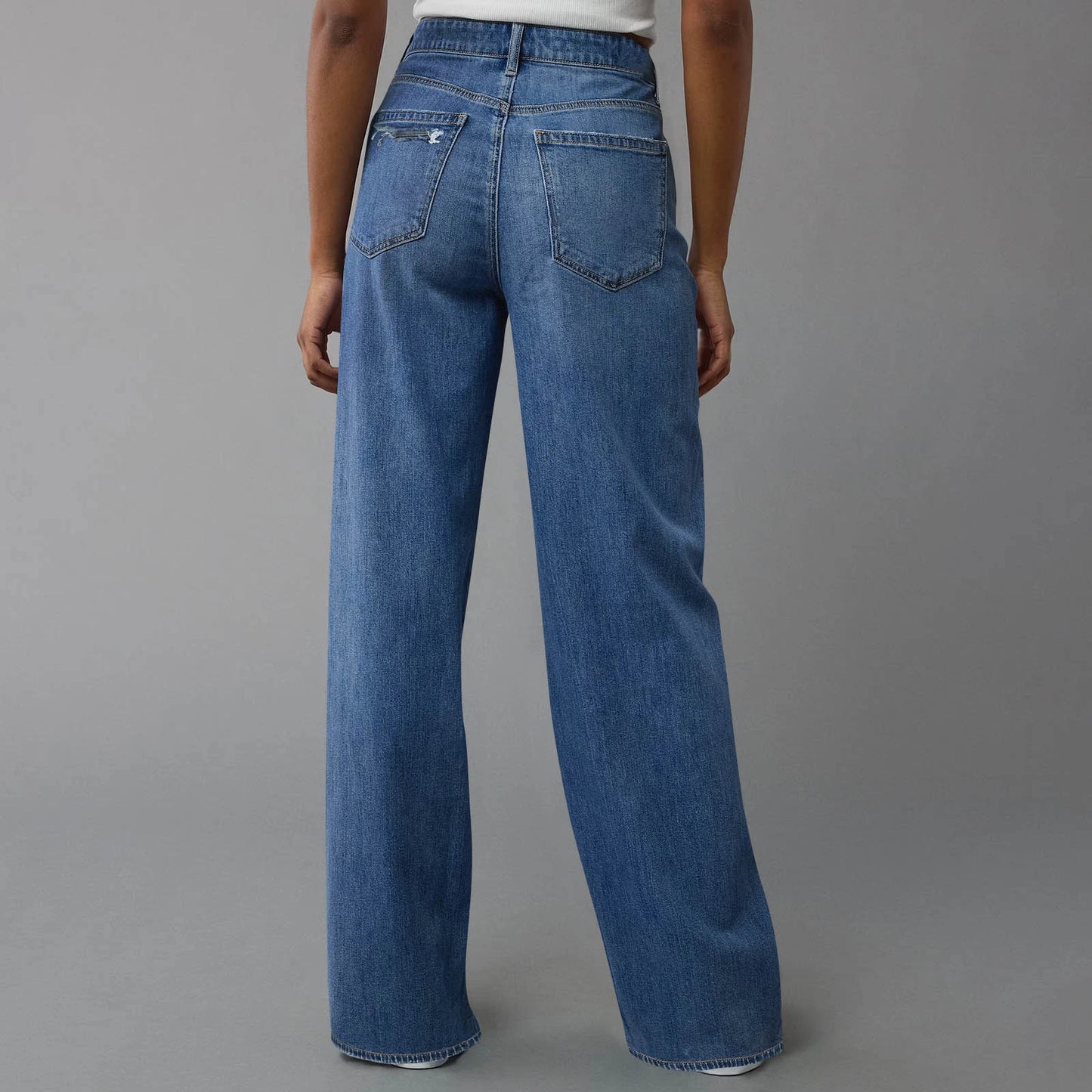 Hot Sale Women's High Waisted Jeans Stretchy Flared Straight Leg Denim Pants Solid Color Loose Trendy Comfortable Denim Pants