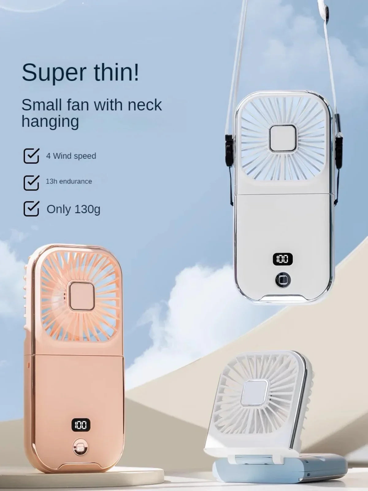 Xiaomi 2025 Folding Handheld Fan 3000mah USB Charging Digital Display Outdoor Mini Neck Hanging For Sport Outdoor
