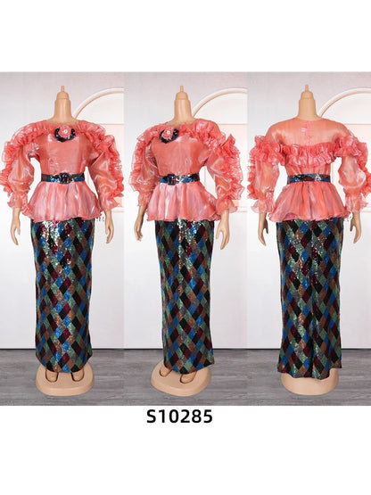 Plus Size Evening Dresses for Women African Luxury Sequin Gown Elegant Turkey Wedding Party Long Dress Ankara Ladies Clothing