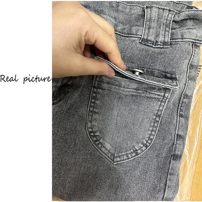 Vintage High Street Low-Waisted Jeans Women 2025 New All-Match Wide Leg Y2K Denim Trousers Female Sexy Slim Fit Flares Pants