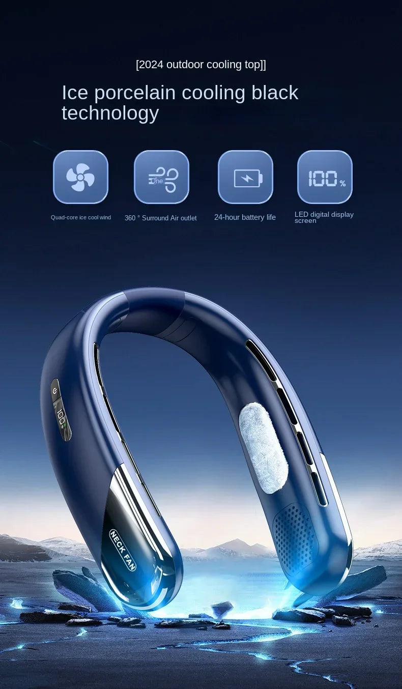 Xiaomi Portable Neck Fan Mini Bladeless Silent Neckband Fan USB Rechargeable 3 Speeds Mute Wireless Electric Cooler For Sport