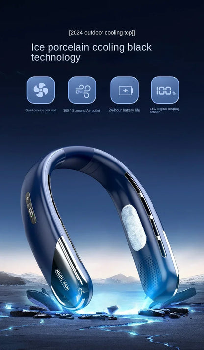 Xiaomi Portable Neck Fan Mini Bladeless Silent Neckband Fan USB Rechargeable 3 Speeds Mute Wireless Electric Cooler For Sport