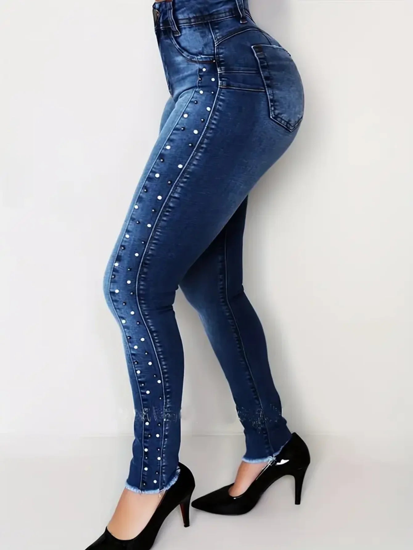 Women's High-Waist Slim Fit Jeans - Non-see-through, stretchy, designed to lift and shape the waist, machine washable, suitable