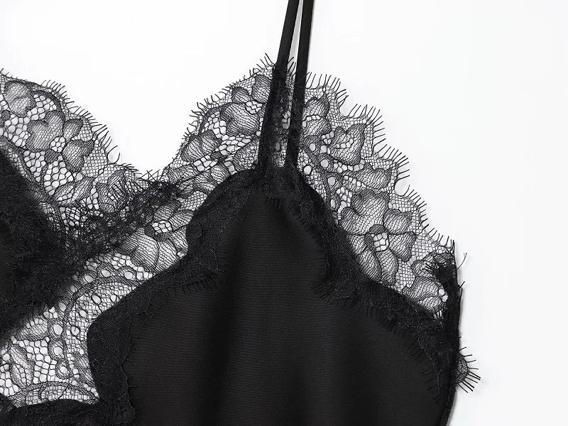 MUJER Women's Tops Black Lace Top Female Sexy Backless Tops for Women Camisole Sleeveless Tops Woman Coquette Tanks Camis Tops