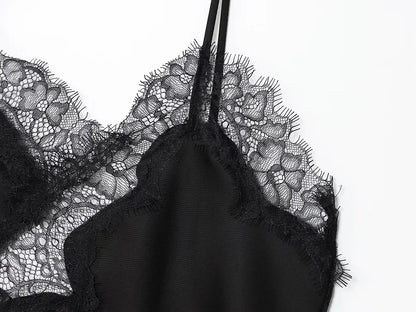 MUJER Women's Tops Black Lace Top Female Sexy Backless Tops for Women Camisole Sleeveless Tops Woman Coquette Tanks Camis Tops