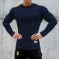 Gym Fitness T-shirt Men Casual Long Sleeve Skinny Shirt Male Bodybuilding Tees Tops Running Sports Quick Dry Training Clothing
