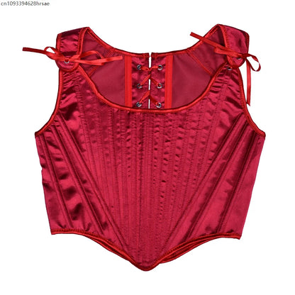Corset Tops for Women Renaissance Boned Overbust Bustier Corset Top