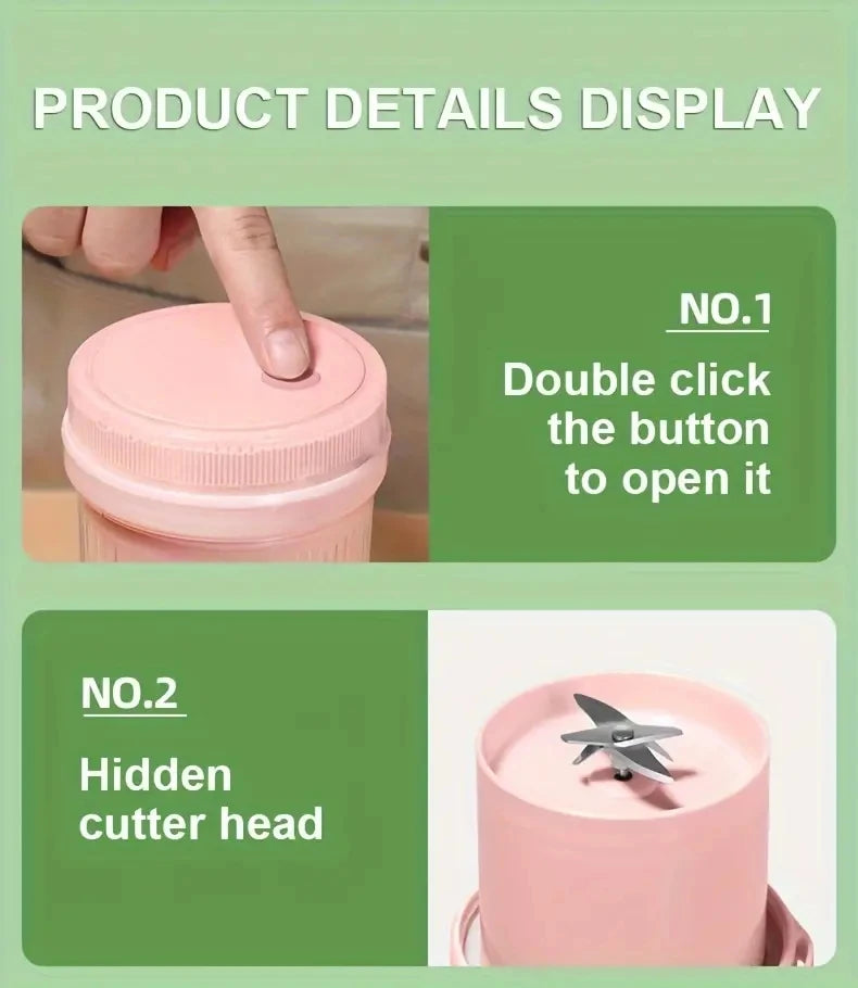 Electric Juicer Cup 6 Blades Blender Milkshake Machine USB Portable Fruit Milk Mixing Tool Mini Fresh Juice Blender Sport