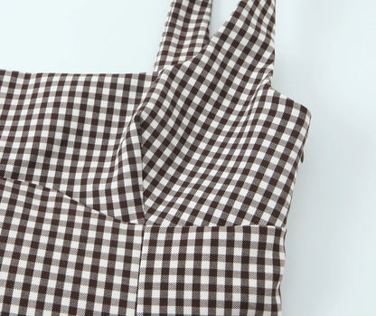 Tops For Women Bow Embellished Small Plaid Top 2025 Summer Camisole Sleeveless Top Woman Tops Women's Tank Top