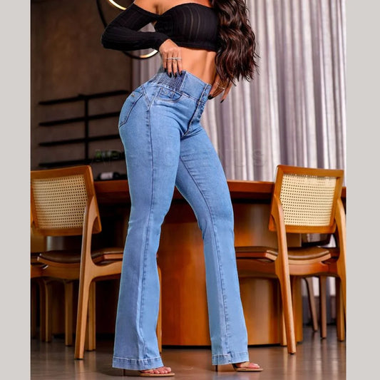 2024 Fashion Straight Elastic Jeans Women Mid Waist Skinny Denim Pants Y2K Trousers Shaping Butt Lift Slim-fit Jeans