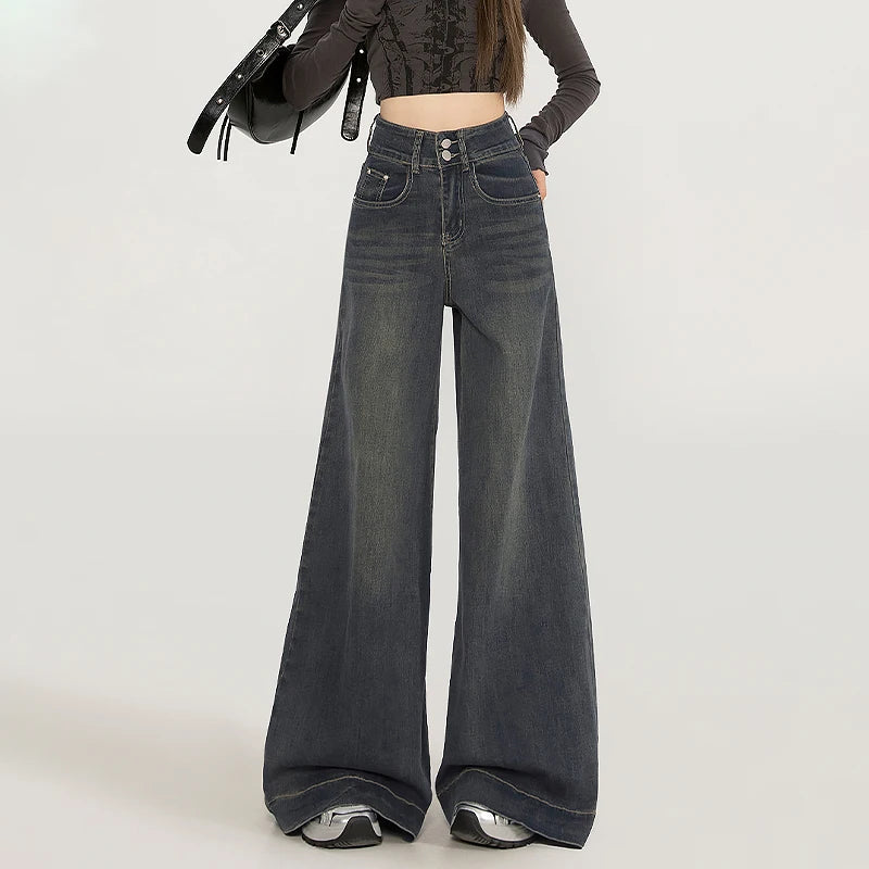 Wide Leg Jeans For Women In Spring And Autumn New High Waisted Loose Floor Jeans