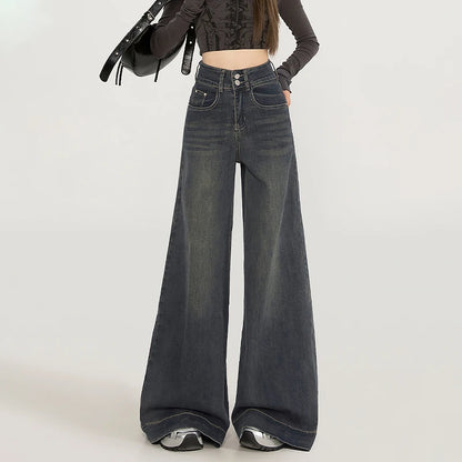 Wide Leg Jeans For Women In Spring And Autumn New High Waisted Loose Floor Jeans