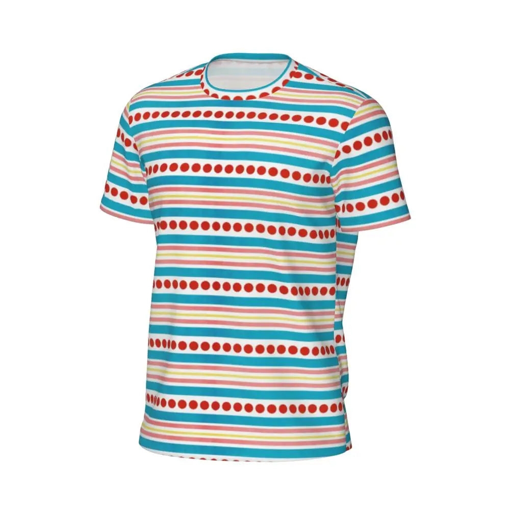 Gym T Shirt For Mens Retro Dots And Stripes T Shirts Fashion Blue Line Design Summer Tees O Neck Basic Graphic Clothes Plus Size